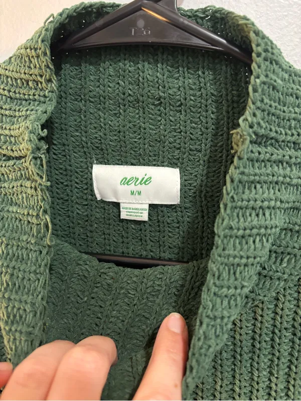 Aerie Chenille Feels Sweater Mock Neck Oversized Medium Cozy Warm Ribbed - Image 8