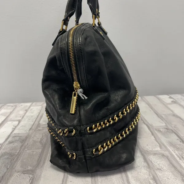 Tory Burch Top Handle Satchel in Black Leather w/ Gold-tone Chain - Preowned - Image 7