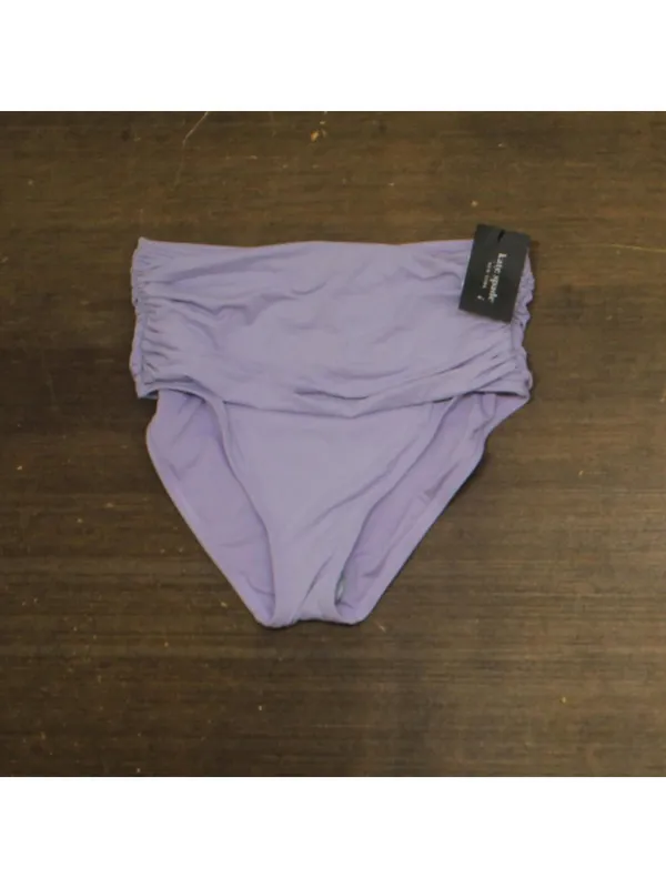 NWT Kate Spade Swim High Waist Shirred Bikini Bottom Frosted Violet Purple M - Image 2