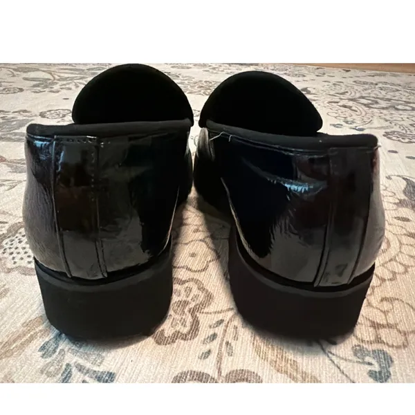 Donald Pliner Eclipse Black Crinkle Patent Platform Loafers 7 - Image 4