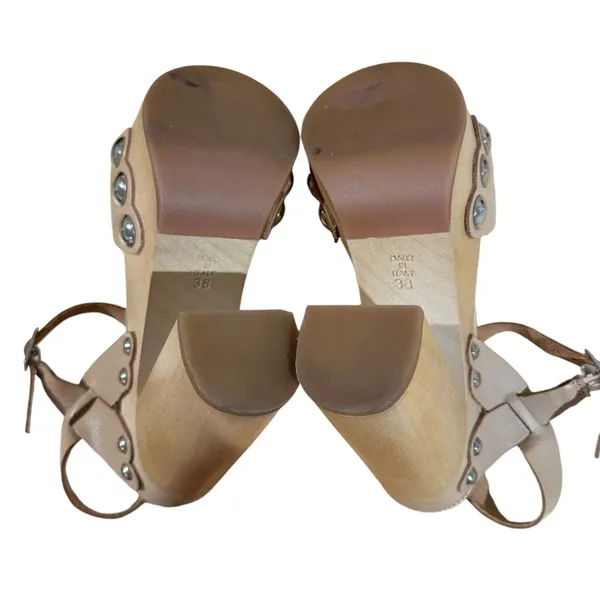 Jeffrey Campbell Platform High Heel Sandals Leather Beige Size 38 Italian - Image 6