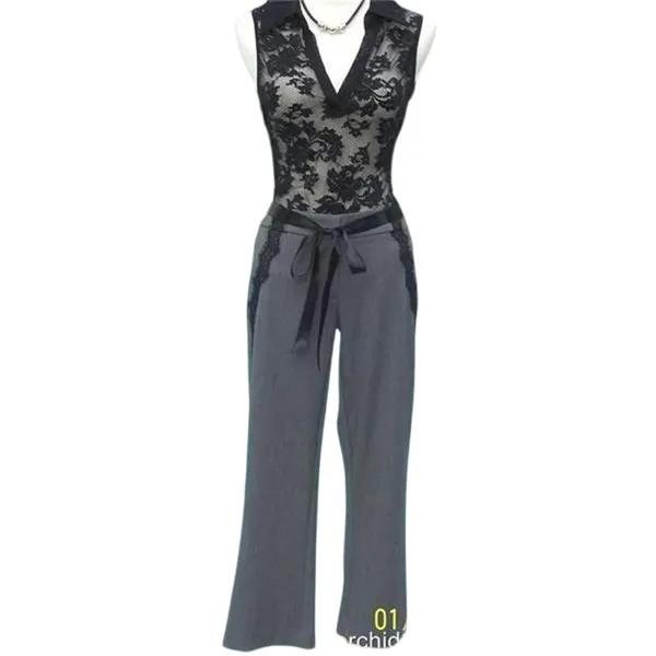 Cache Black Lace Satin Self Belt Gray Bi Stretch Crop Pant New $118 NWT Size 8 - Image 4