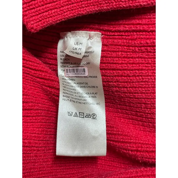 Free People Women's Red Ribbed Mock Neck Long Sleeve Sweatshirt Sweater Top M - Image 6