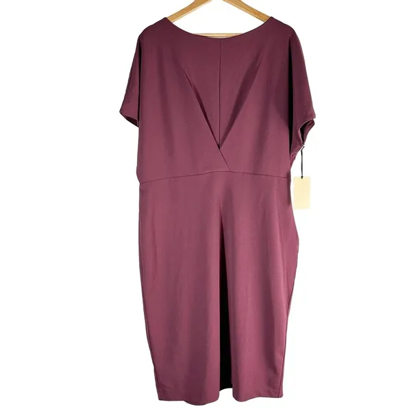 Halogen Cutout Sheath Knee Length Business Casual Dress Size XXL Burgundy - Image 2