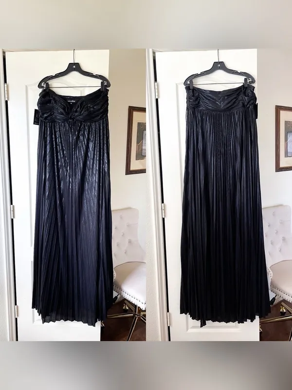 Retrofête Zoa Metallic Pleated‎ Strapless Gown Black XXL NWT - Image 2