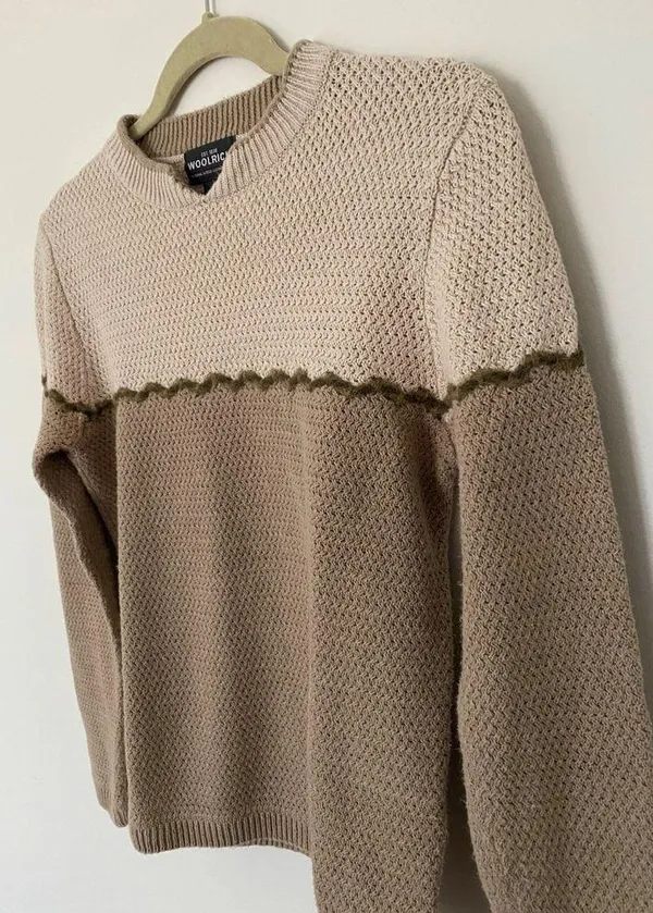 Woolrich Khaki Womens Sweater Sz S Wool Ramie Cotton Long Sleeve Pullover - Image 3