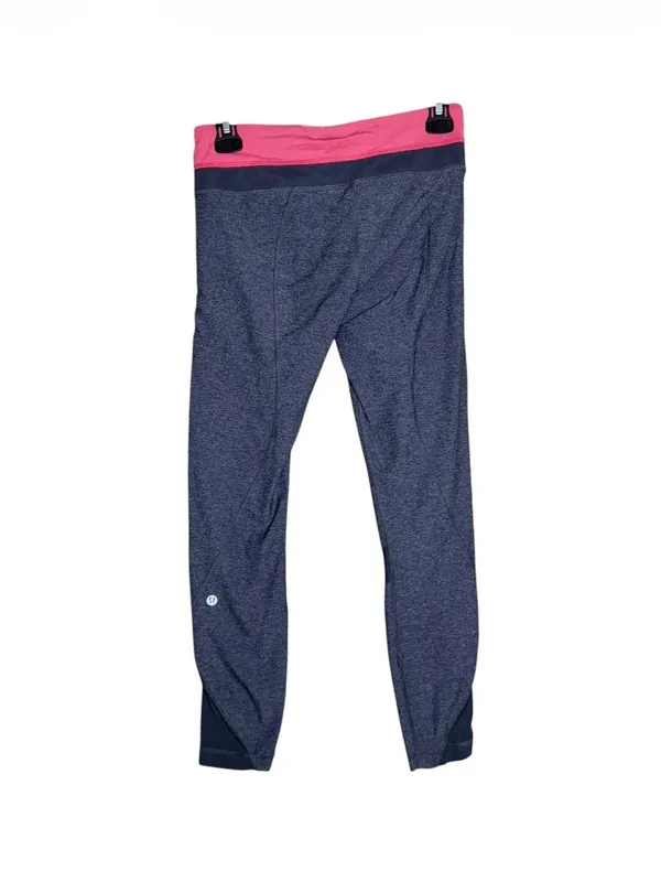 lululemon athletica Heathered Gray Leggings with Pink Waistband - Image 4