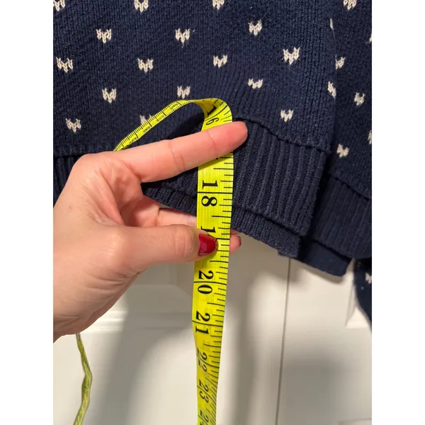 Free People Navy Blue Cropped Sweater with White Dots XS - Image 6