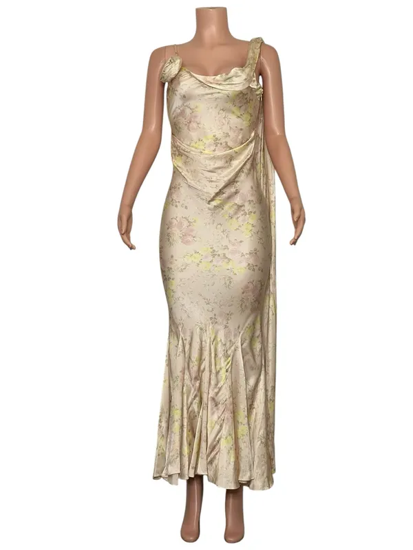 BHLDN Isla Scarf Printed Mermaid Maxi Dress, Pink Salt Vintage Rose, XXS - Image 3