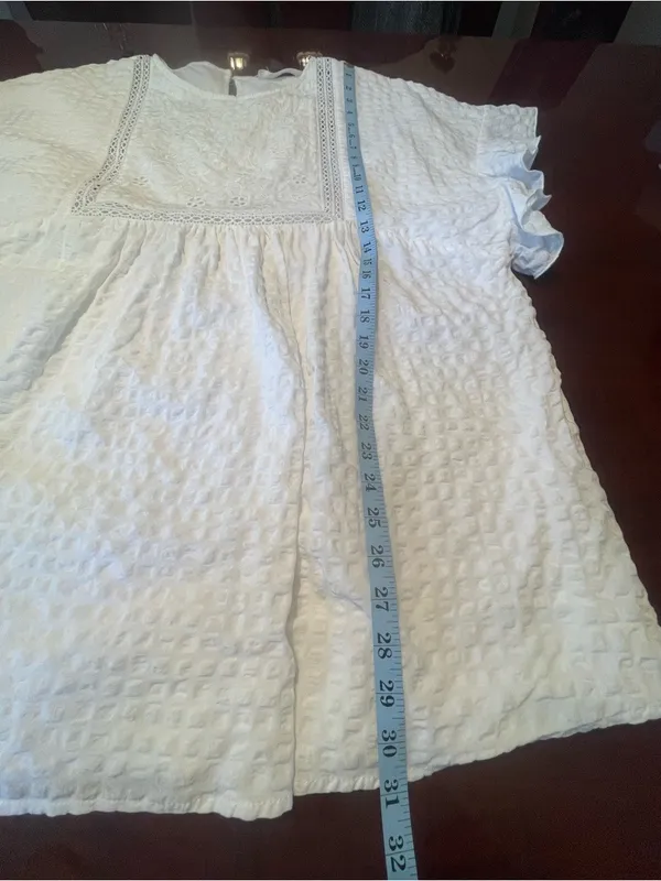 Altar’d State Cove White Embroidered Flutter Sleeve Mini Cotton Dress Boho Sz M - Image 9