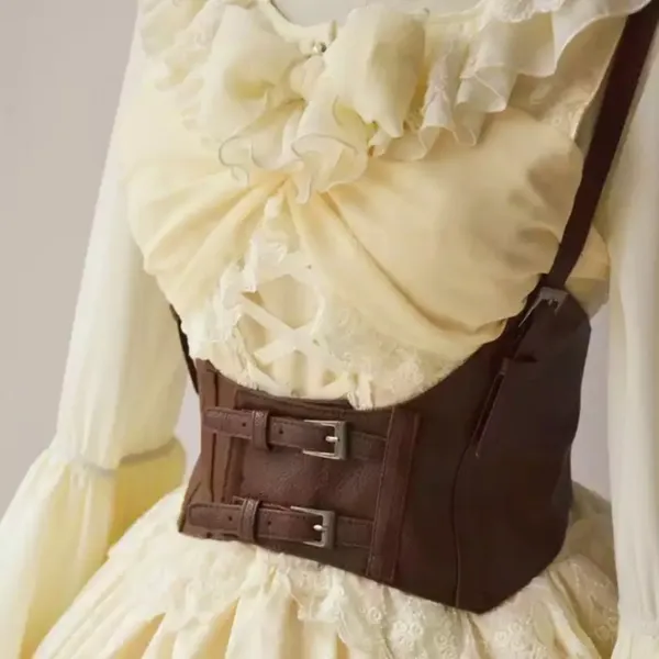 Steampunk Black Brown Corset Belt Vest Harness New - Image 6