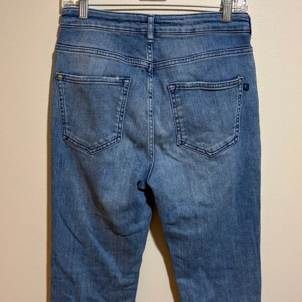 Pilcro Anthropologie The Icon High Waist Distressed Denim Flare Jeans Size 28 - Image 12