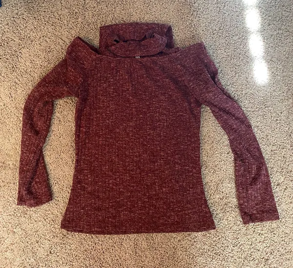 Wine Fitted Sweater Top Purple Size XS - Image 3