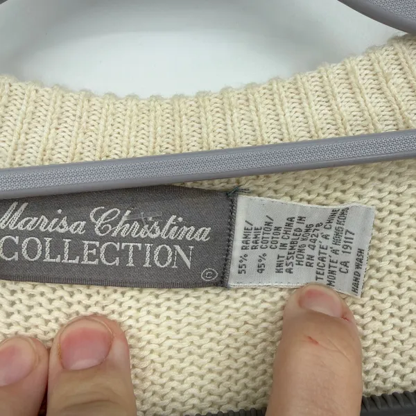 Vintage Marisa Christina Sweater Ivory Sequin Playing Card Suits Novelty - Image 3