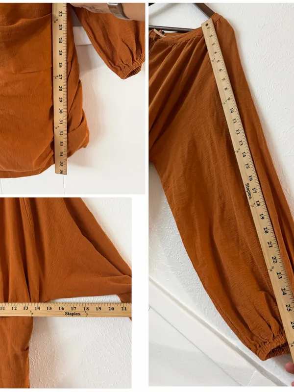 Free People The Only One Mini Dress M Rust Orange Ruched Open Back Boho - Image 7