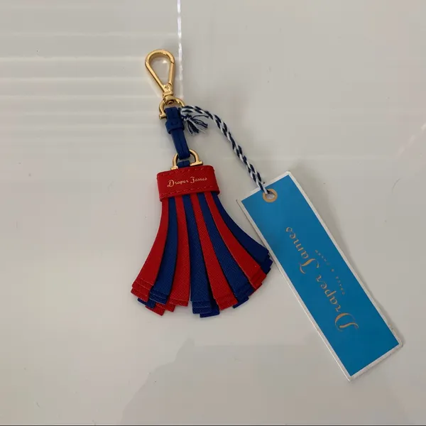 NWT drake james Leather Pom Pom‎ bag chArm key fob - Image 2