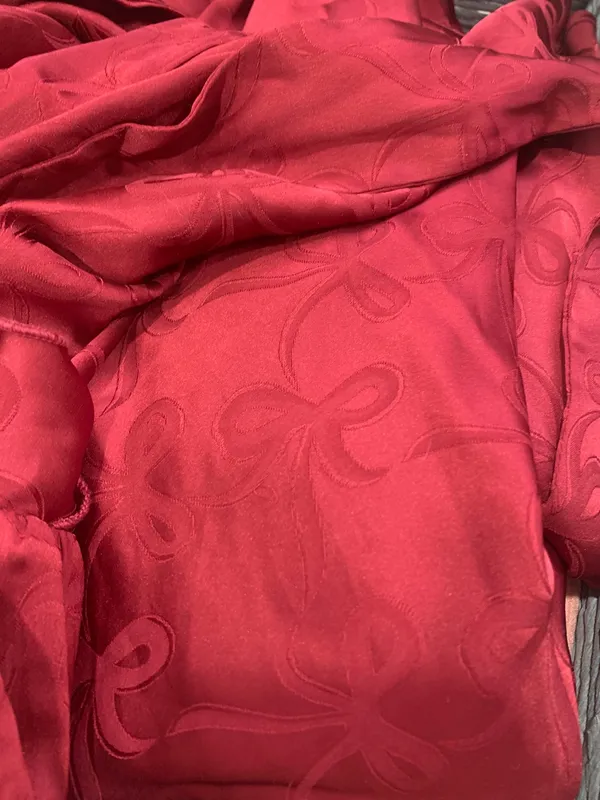 Francesca's Red bow printed silk dress - Image 3