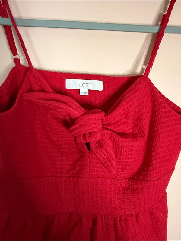 LOFT Red Tie-Front Peplum Camisole - Image 4