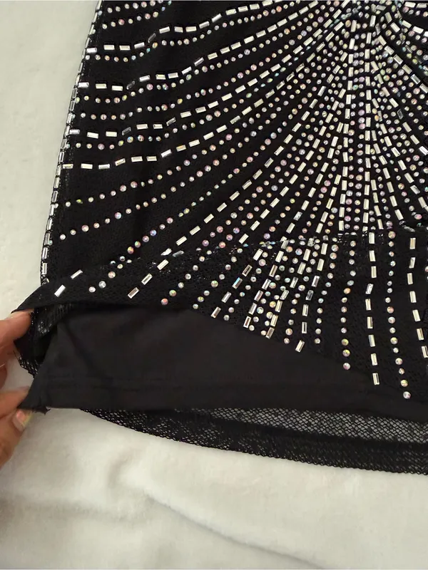 Windsor Rhinestone Bodycon Mini Dress NWT Black Glam Party Size S - Image 6