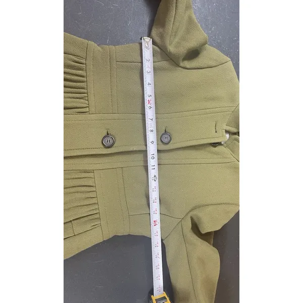 J.Crew Double Cloth Olive Green Wool Blend Coat Jacket Button Front M READ - Image 14