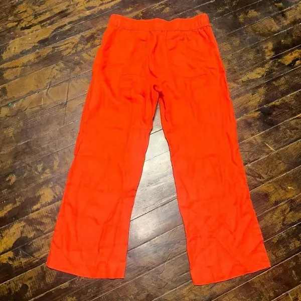 Loft linen red 6P cropped normcore beachy wide leg pants - Image 4