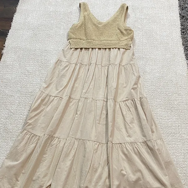 Versona Cream Tiered Midi Skirt Size S 100% Cottow - Image 14