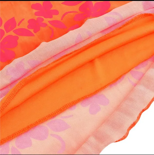 Orange Floral Beach Boho Midi Skirt - Image 2