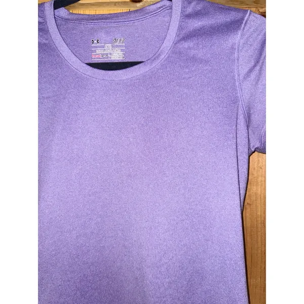 Under Armour Womens Small Purple HeatGear Fitted Short Sleeve Athletic Shirt Gym - Image 8