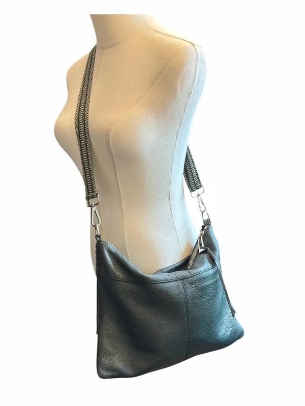 Sanctuary Green Pebbled Leather Foldover Shoulder Bag - Image 2