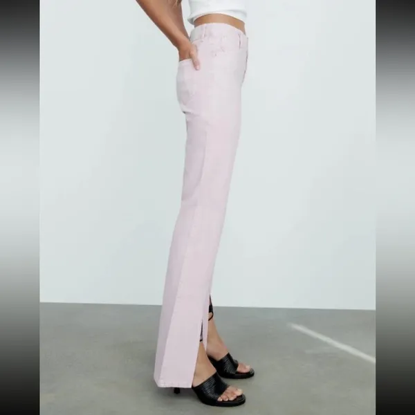 ZARA women’s size 6 lavender light purple front slit jeans business casual - Image 10