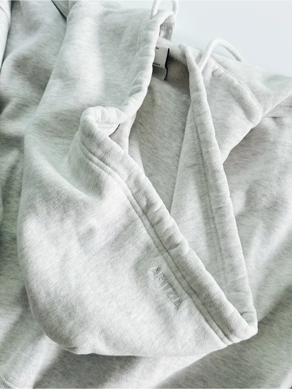 Aritzia Cozy Sweatfleece Mega Zip Hoodie Heather Cloud White - Image 10