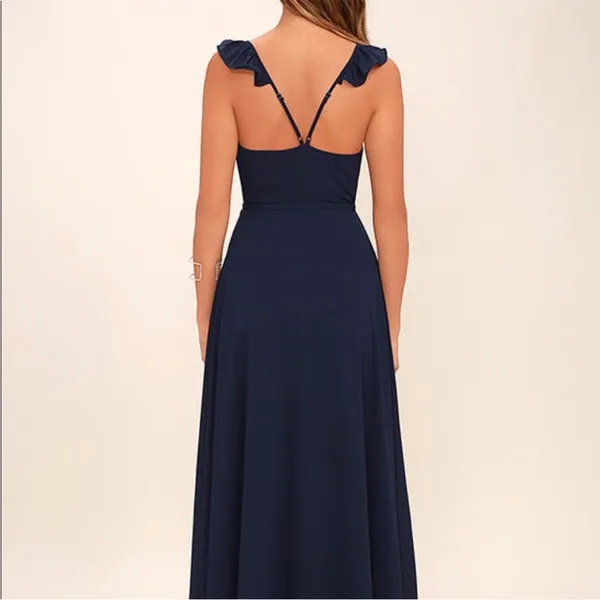 Lulus Here’s To Us Navy Wrap Maxi Dress‎ Bridesmaid Wedding - Image 3