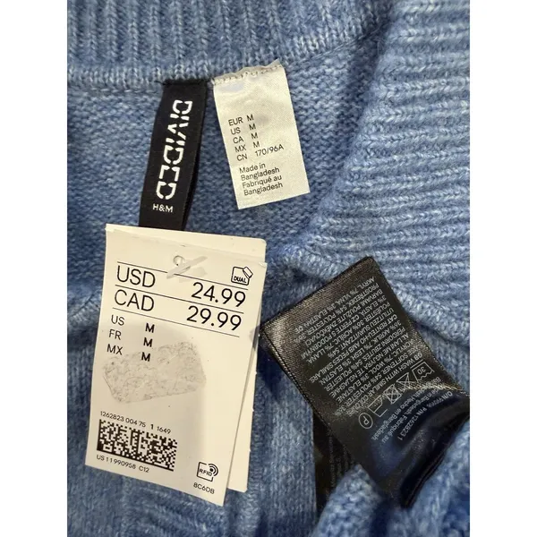 NEW H&M Button Up Sweater Top Womens Med. Wool Knit Short Sleeve Travel Minimal - Image 3