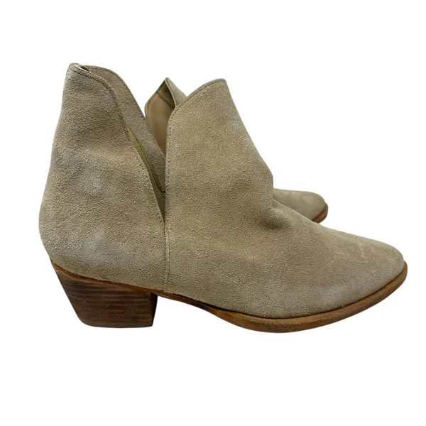 Free‎ People Charm Double V Ankle Boots Camel Suede Size Beige 37.5 US 7 - Image 4