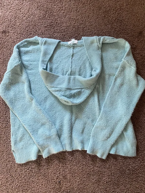 Aerie Blue V-neck Waffle Knit Sweater - Image 2