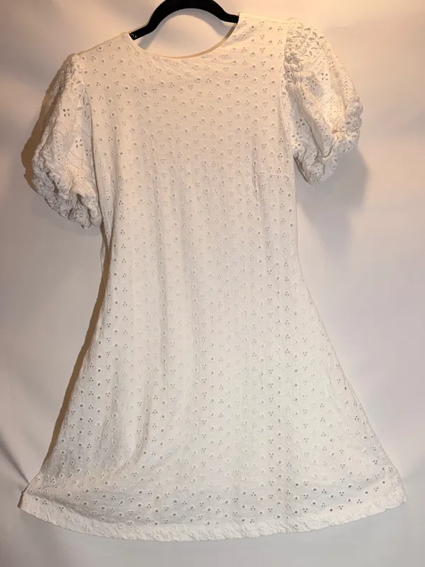 Free People Apricot Rose Sky Blue Puff Sleeve Ruffle Mini Dress Size XS - Image 11