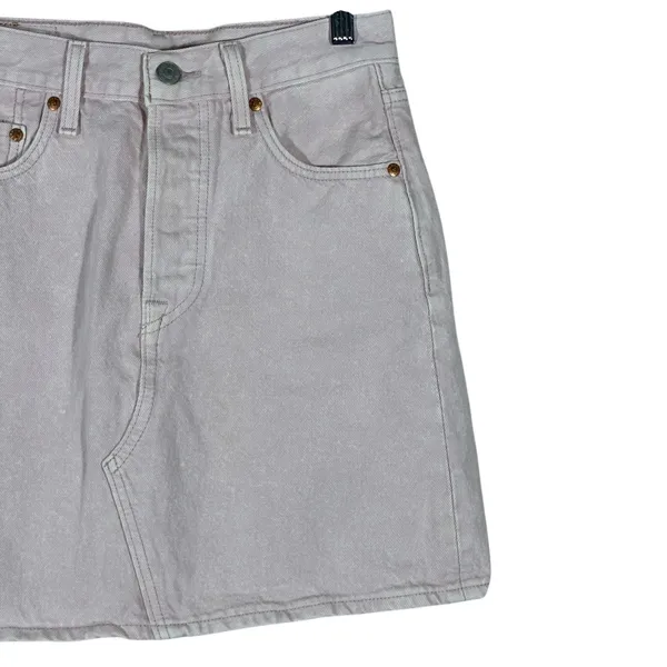 Levis Premium Deconstructed Denim Mini Skirt Pale Pink High Rise Size 26 - Image 3