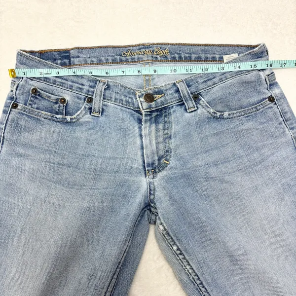 American Eagle Outfitters Y2K Stretch‎ Skinny Flare Light Blue Jeans Size 4 - Image 4