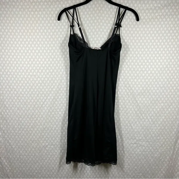 Victoria's‎ Secret Black Vintage Lace Underwire Satin Slip Dress - Image 6