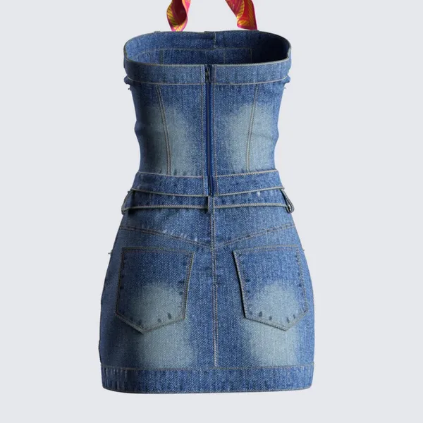 Cider Finesse Brand Georgina Blue Denim Tube Top & Mini Skirt - Image 3