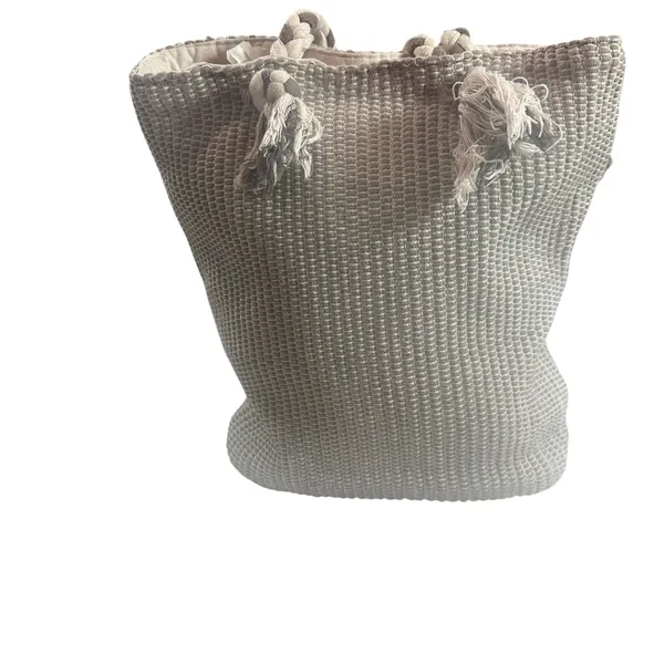 Artisan NY Woven Rope Handle Oversized Gray Boho Beach Tote Bag - Image 5