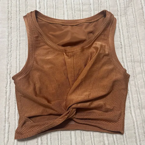 Aerie OFFLINE Ribbed Shine Twist Front Sports Bra - Image 4