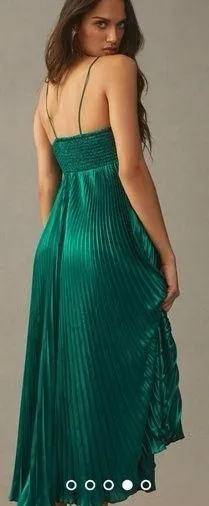 NEW Anthropologie Reiss Roya Women's Halter Neck Pleat Midi Dress Emerald Green - Image 2