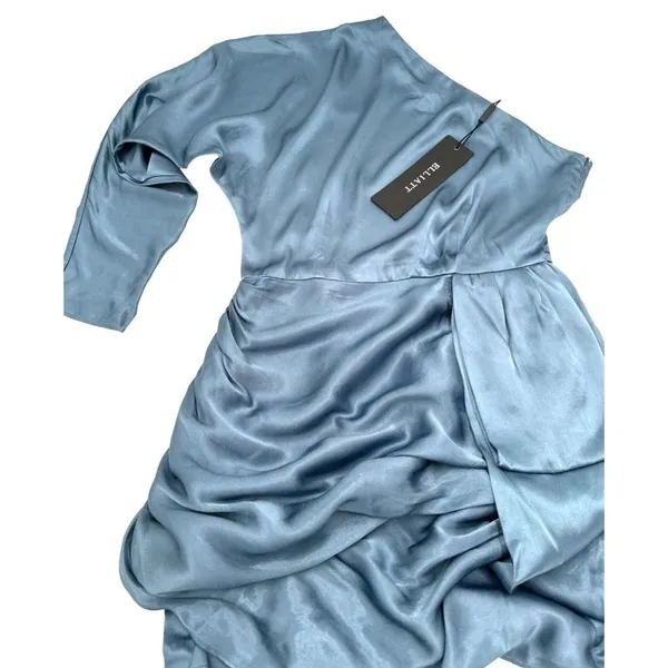 Elliatt Satin One Shoulder Dress Blue Mini Cocktail Party Size Small NWT - Image 5