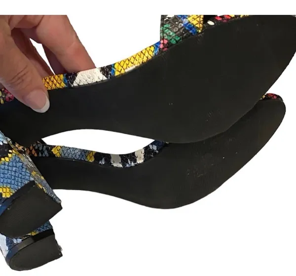 Madden Girl Bella Multicolored Block Heel Open Toe Shoes Sandals 7.5 Snakeskin - Image 5