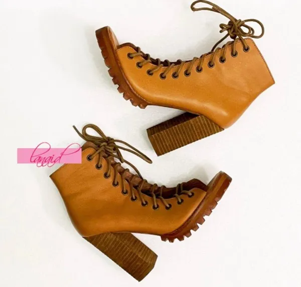 Free People Palermo Heels Ankle Boots Leather Lace-Up Corset Cutouts Booties 7 - Image 9