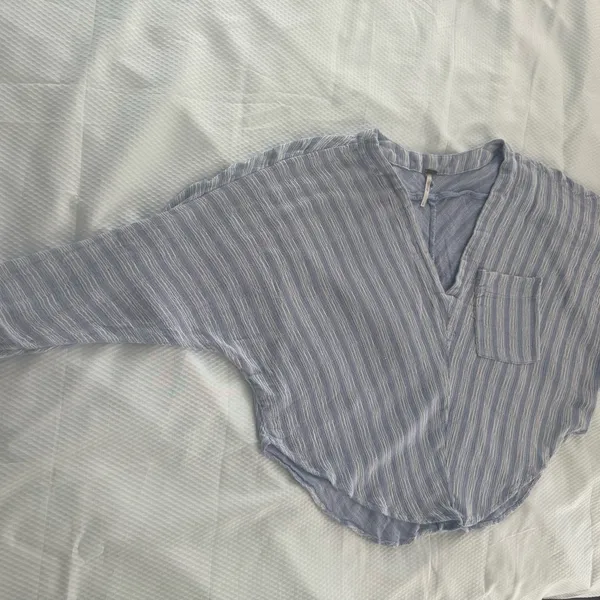 Free People Blue and White Striped Blouse - Image 16