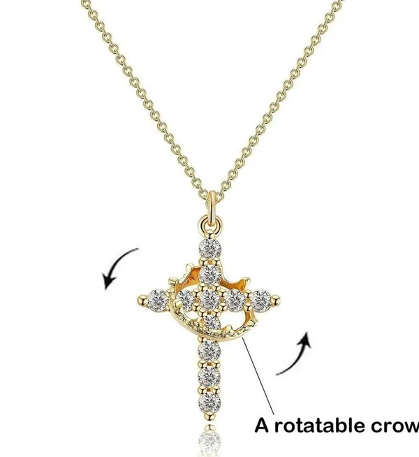 Cross Crown Zirconia Necklace - Image 3
