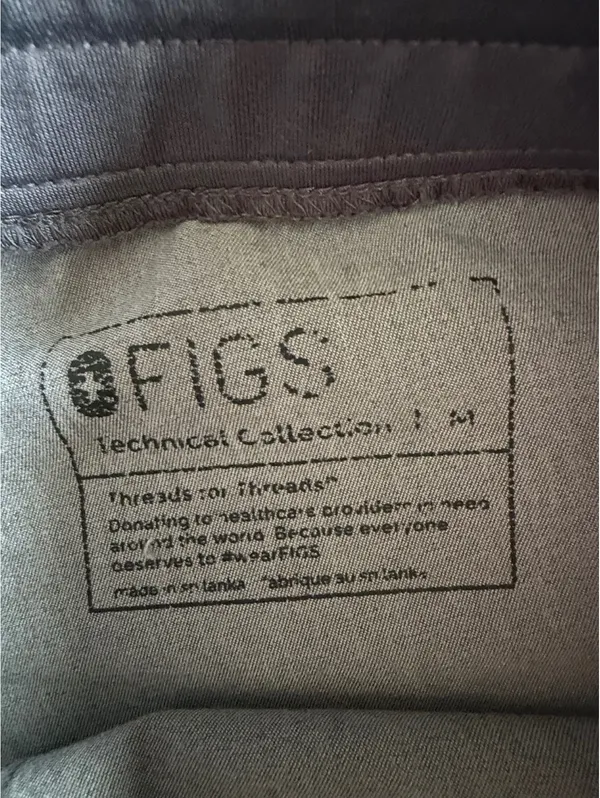 FIGS Zamora Gray Medical Scrub Jogger Pants with Teal Drawstring, Size M - Image 5