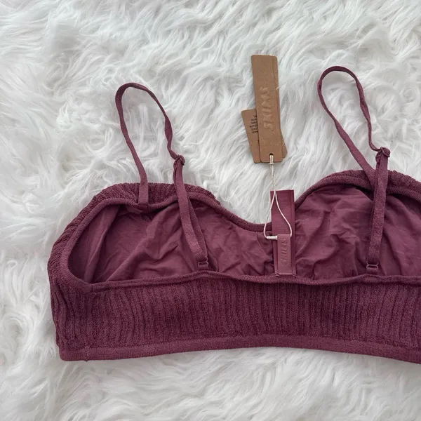 Skims Sheer Knit Bralette Beet Size Large - Image 6